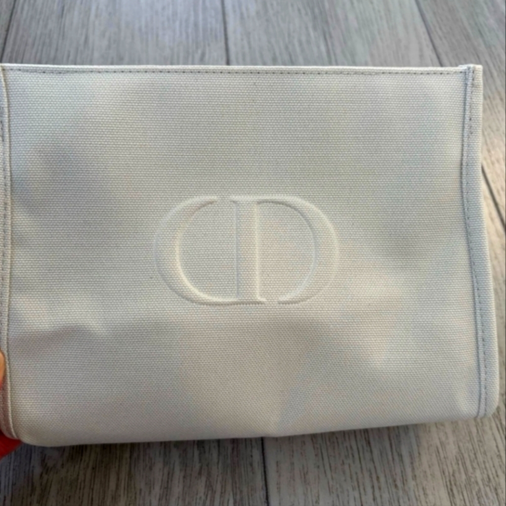 Dior White Canvas Pouch